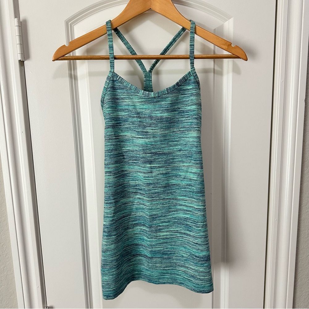 Lululemon Power Y Tank Luon Space Dye Camo Alberta Lake Fresh Teal Size 4